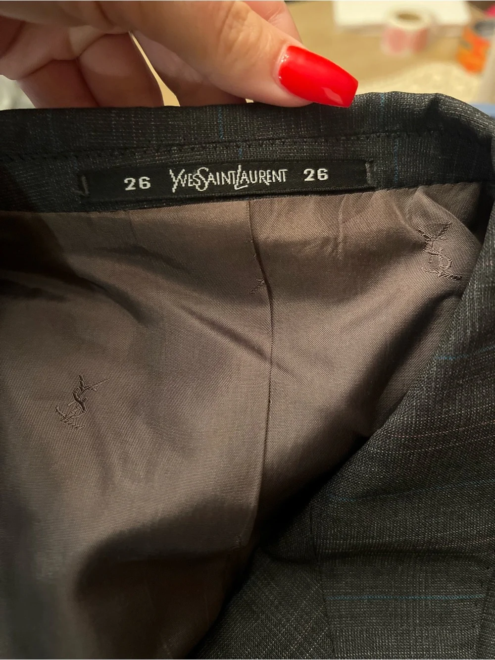 Vintage Yves Saint Laurent Diffusion Hommes 100% Pure Wool Charcoal Suit - 36x30 - Picture 8 of 15